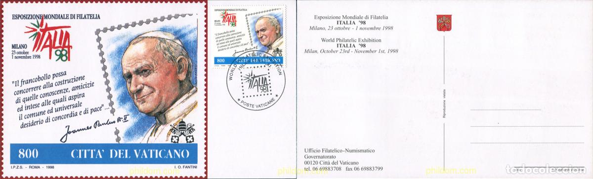 Sellos: 562251 USED VATICANO 1998 ITALIA 98. EXPOSICION FILATELICA INTERNACIONAL