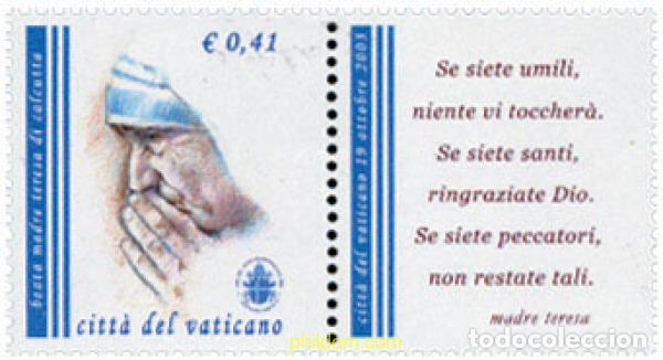 Sellos: 136182 MNH VATICANO 2003 BEATIFICACION DE LA MADRE TERESA