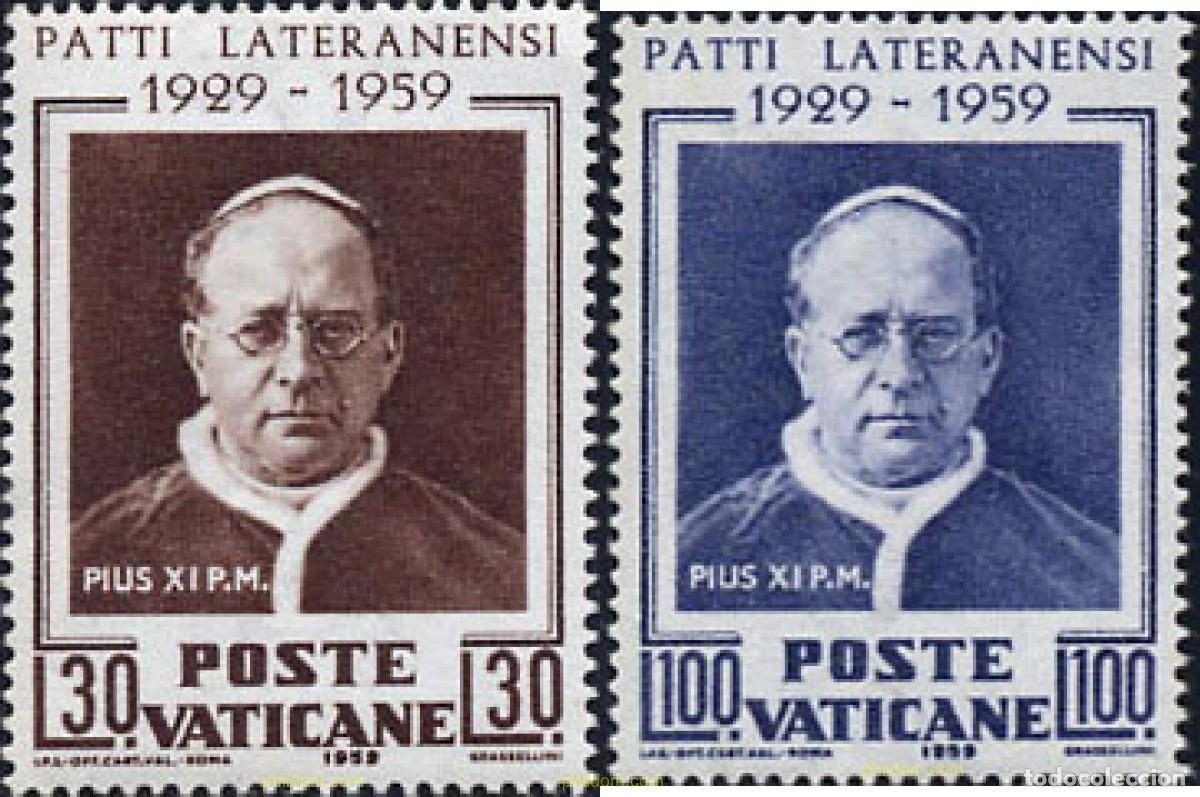 Sellos: 115853 MNH VATICANO 1959 30 ANIVERSARIO DE LA FIRMA DE LOS ACUERDOS DE LATRAN