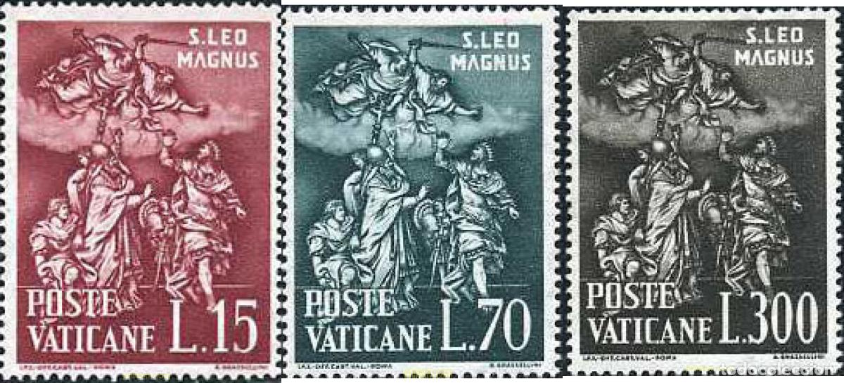 Sellos: 684038 HINGED VATICANO 1961 15 CENTENARIO DE LA MUERTE DE SAN LEON EL GRANDE