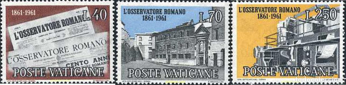 Sellos: 115985 MNH VATICANO 1961 CENTENARIO DE &rdquo;L'OSSERVATORE ROMANO&rdquo;