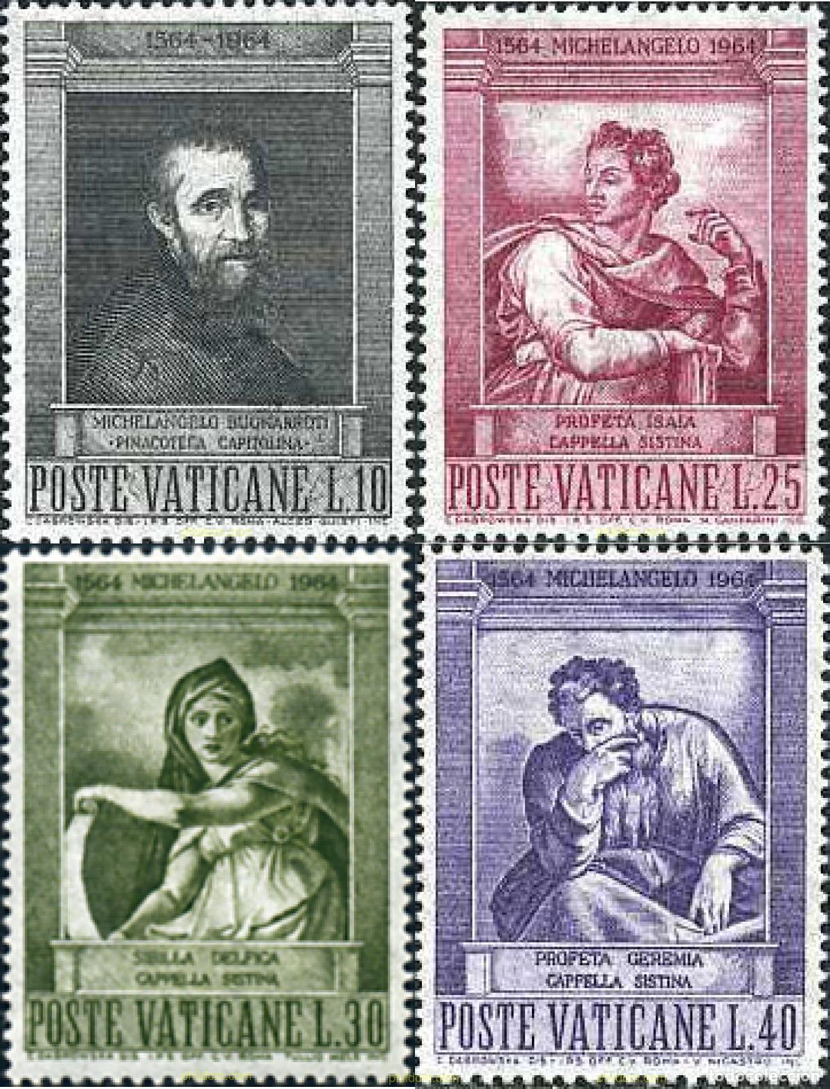 Sellos: 684281 MNH VATICANO 1964 4 CENTENARIO DE LA MUERTE DE MIGUEL ANGEL