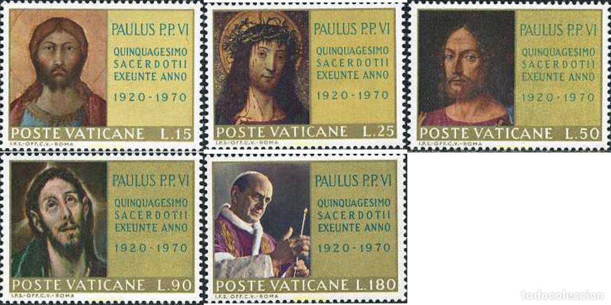 Sellos: 116385 MNH VATICANO 1970 50 ANIVERSARIO DE LA ORDENACION SARCEDOTAL DEL PAPA PABLO VI
