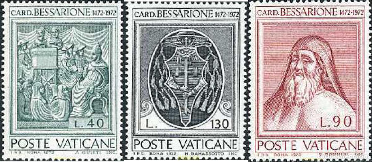 Sellos: 116461 MNH VATICANO 1972 5 CENTENARIO DE LA MUERTE DEL CARDENAL BESSARIONE