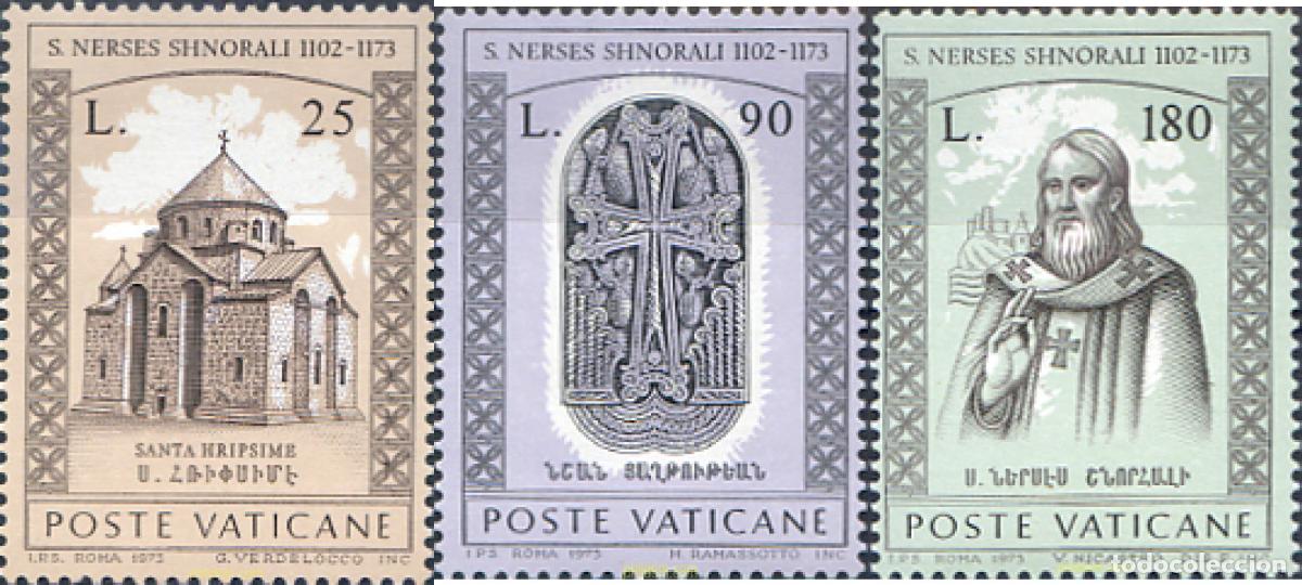 Sellos: 116476 MNH VATICANO 1973 8 CENTENARIO DE LA MUERTE DEL PATRIARCA ARMENIO SAN NARSES SHNORALI