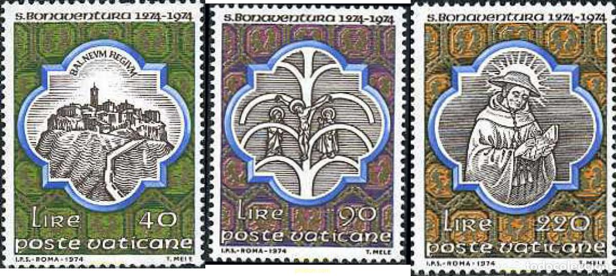 Sellos: 116488 MNH VATICANO 1974 7 CENTENARIO DE LA MUERTE DE SAN BONAVENTURA