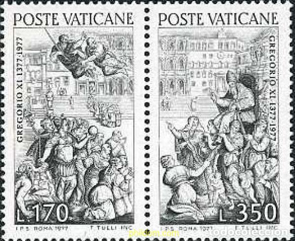Sellos: 158667 MNH VATICANO 1977 6 CENTENARIO DEL REGRESO DEL PAPA GREGORIO XI DE AVIGNON A ROMA