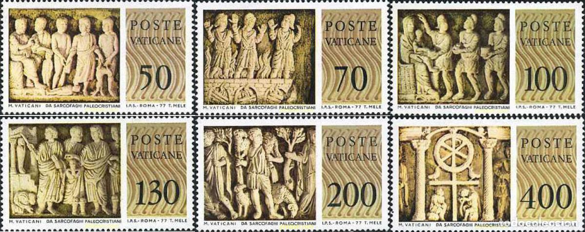 Sellos: 116601 MNH VATICANO 1977 MUSEO DEL VATICANO. BAJO-RELIEVES DE SARCOFAGOS PALEOCRISTIANOS