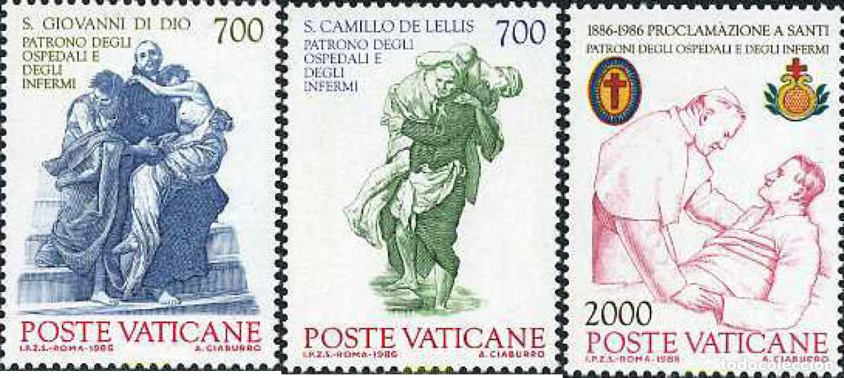 Sellos: 116955 MNH VATICANO 1986 CENTENARIO DE LA PROCLAMACION DE SAN JUAN DE DIOS Y CAMILO DE LELLIS COMO
