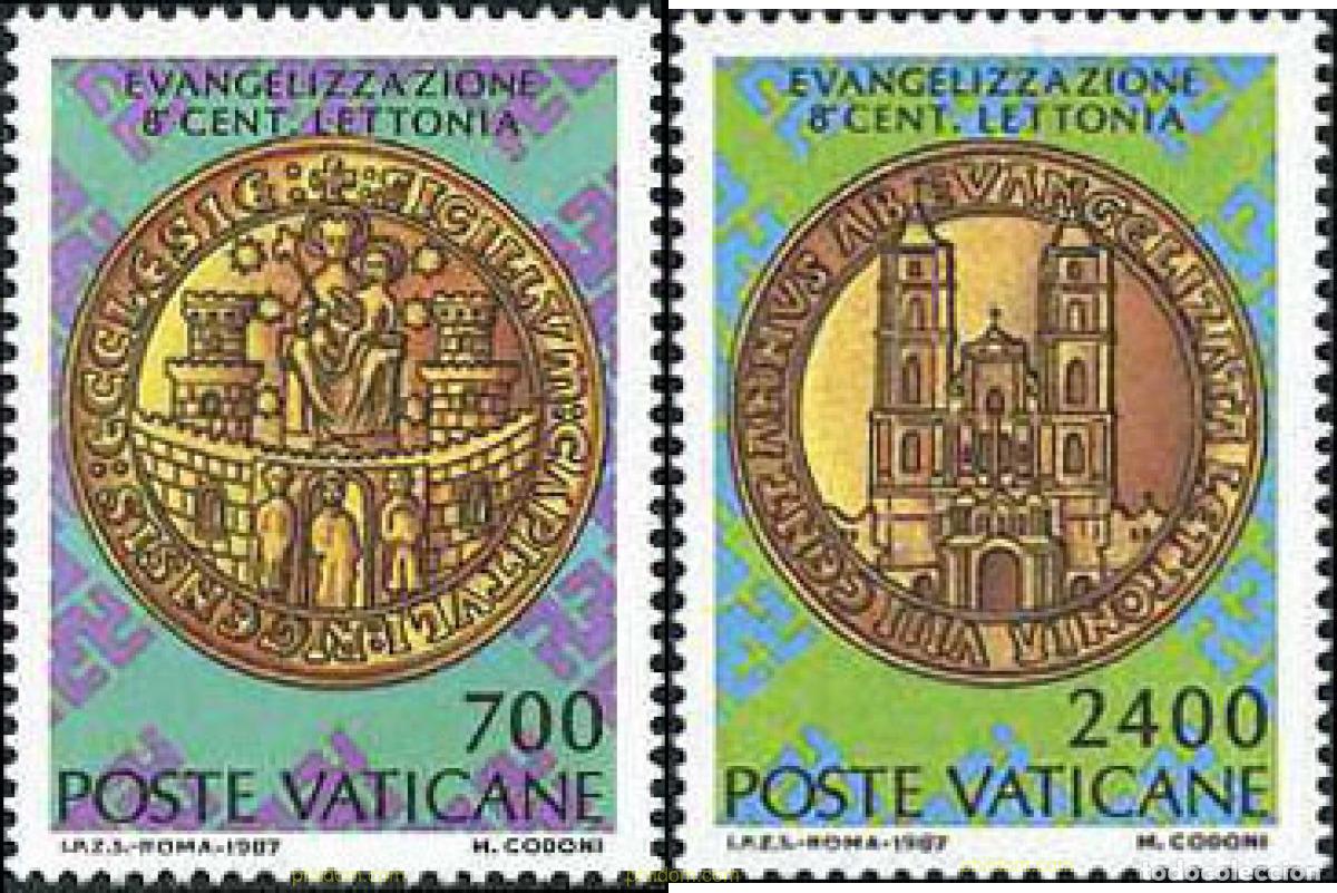 Sellos: 116977 MNH VATICANO 1987 800 ANIVERSARIO DE LA EVANGELIZACION DE LETONIA