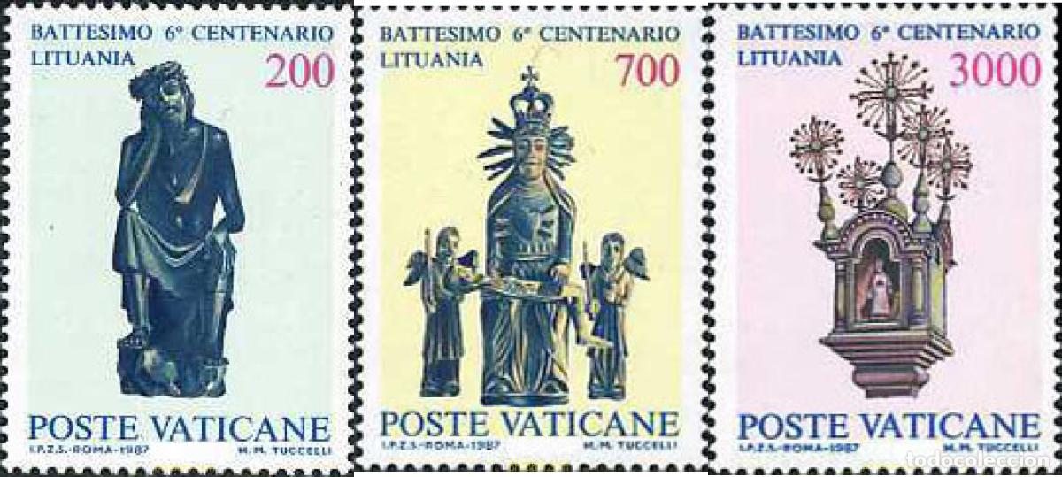 Sellos: 116978 MNH VATICANO 1987 6 CENTENARIO DEL BAUTISMO DE LITUANIA