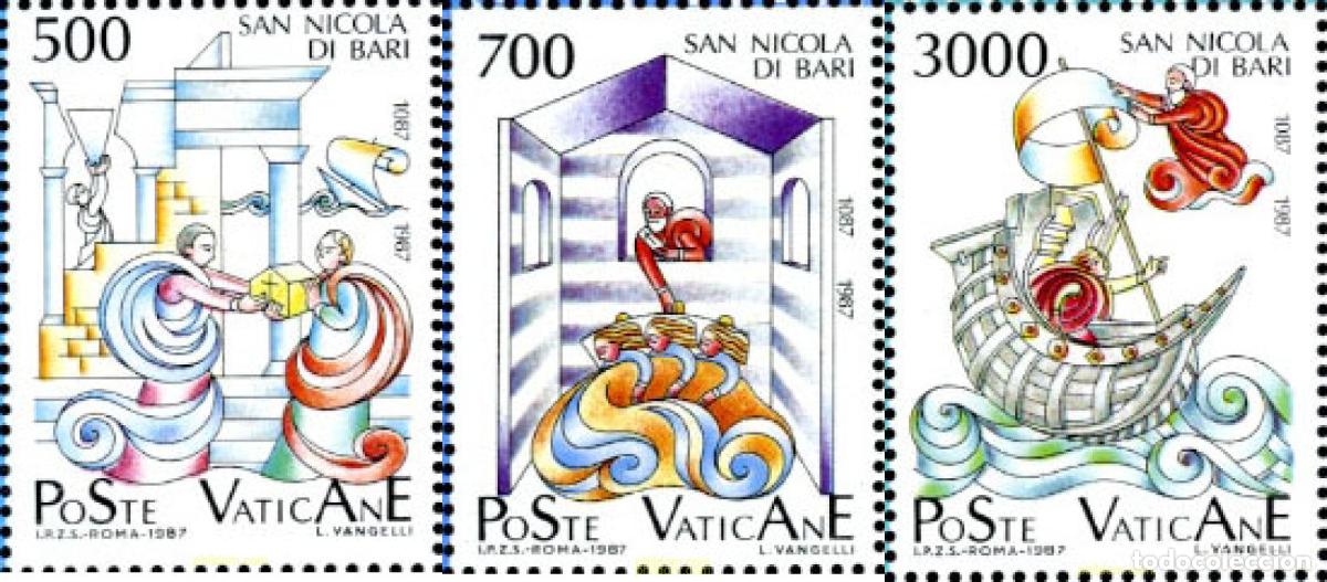 Sellos: 116983 MNH VATICANO 1987 9 CENTENARIO DE LA TRANSFERENCIA DEL RELICARIO DE SAN NICOLAS DE MYRE A BA