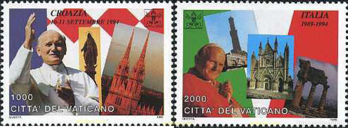 Sellos: 117106 MNH VATICANO 1995 VIAJES DEL PAPA JUAN PABLO II