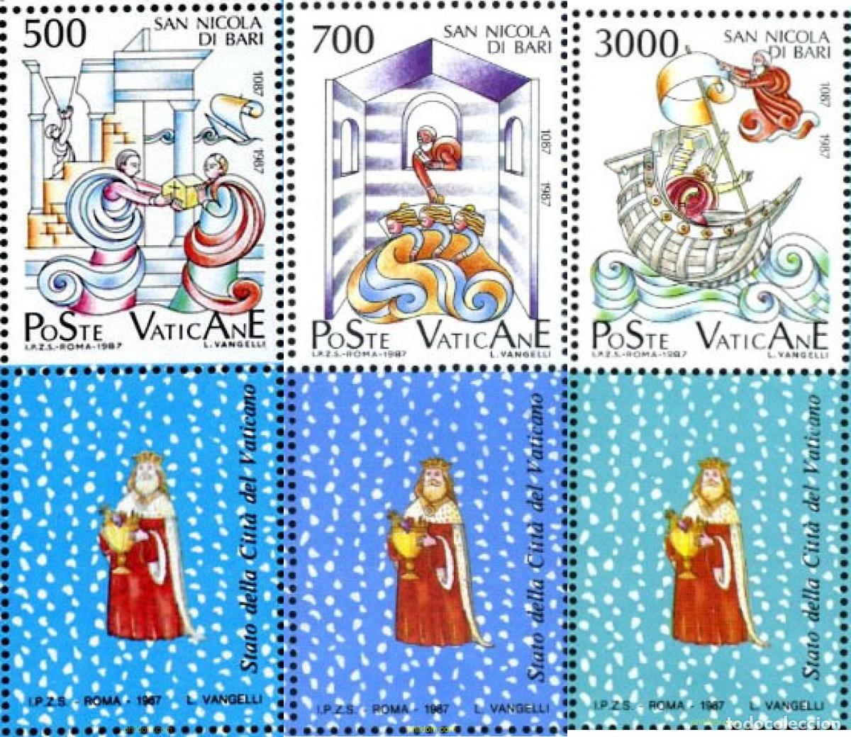 Sellos: 686407 MNH VATICANO 1987 9 CENTENARIO DE LA TRANSFERENCIA DEL RELICARIO DE SAN NICOLAS DE MYRE A BA
