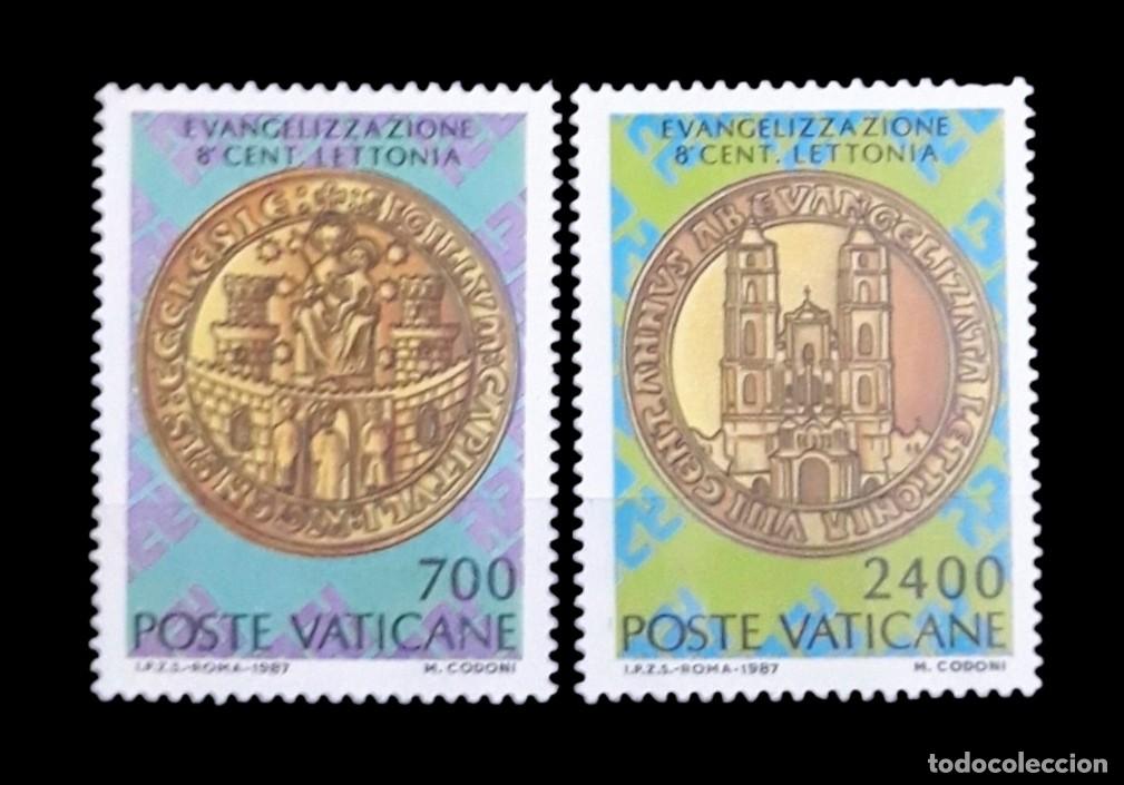 Sellos: VATICANO 1987. 800 aniversario de la introducci&oacute;n del evangelismo en Letonia. NUEVO - MNH