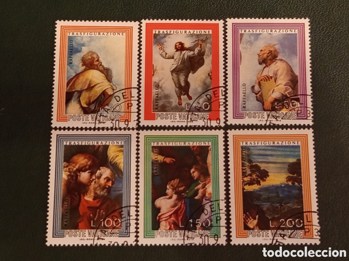 Sellos: Serie Sellos Vaticano 1976 Transfiguraci&oacute;n Rafael Usados Lote de 6