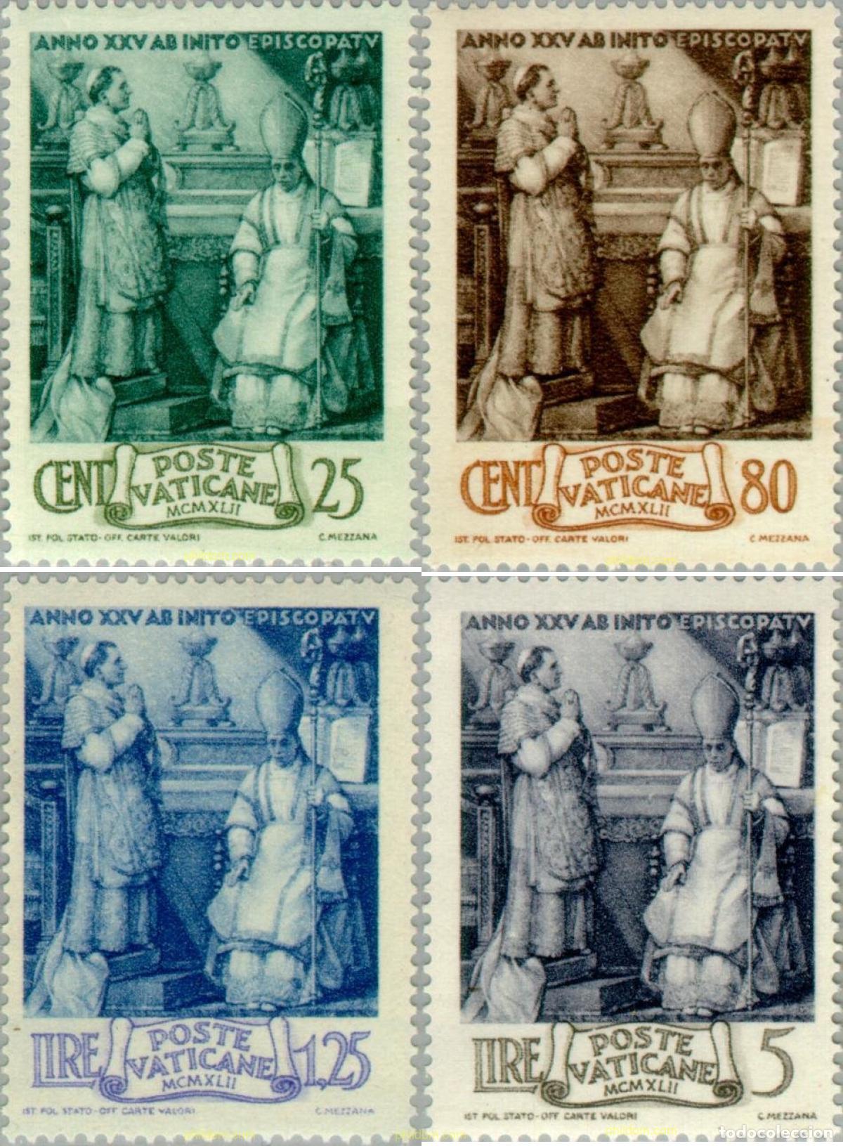 Sellos: 653847 HINGED VATICANO 1943 25 A&Ntilde;OS DE EPISCOPADO DEL PAPA PIO XII