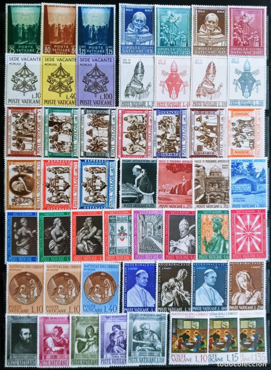 Sellos: VATICANO - IVERT ... LOTE 100 SELLOS - SIN GOMA Y USADOS SERIES COMPLETAS - LOS DE LAS 2 FOTOS