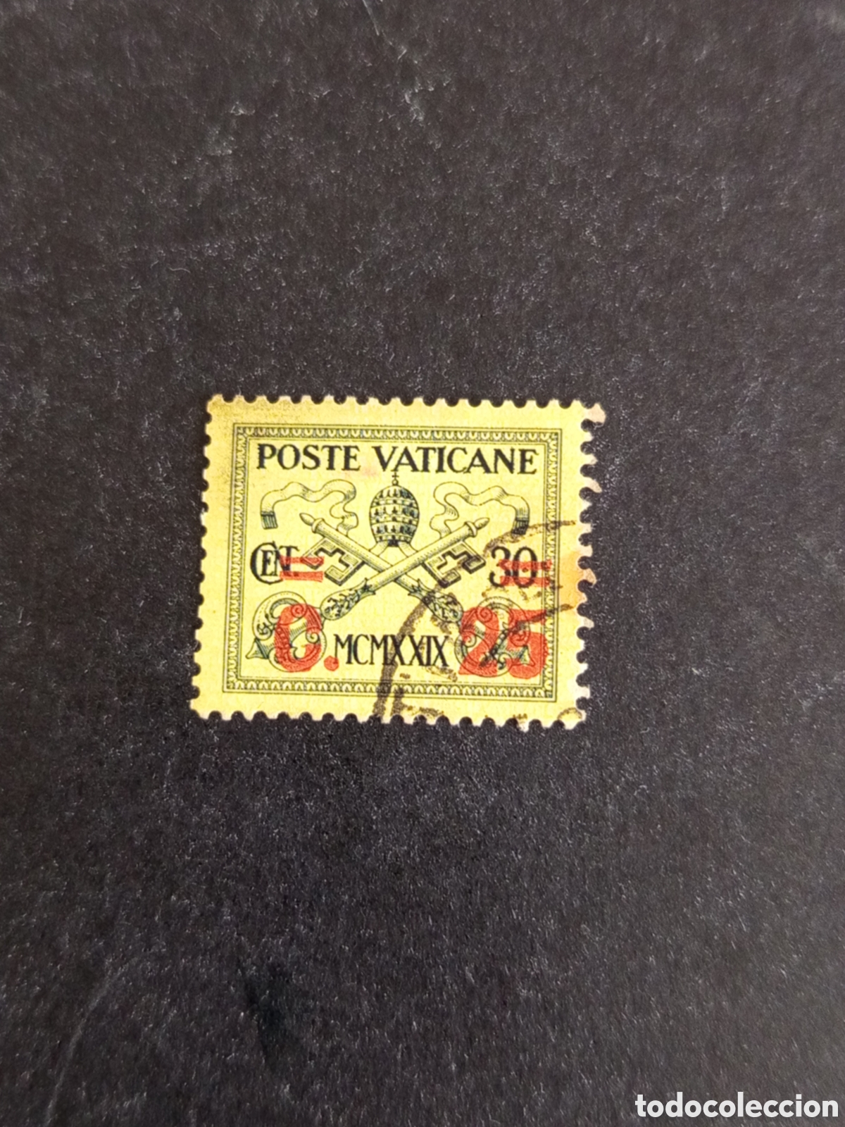 Sellos: Vaticano, 1931. Escudo de Armas Pontificias. Yvert 39. Usado. Sobrecargado. Pedido m&iacute;nimo 3 &euro;.