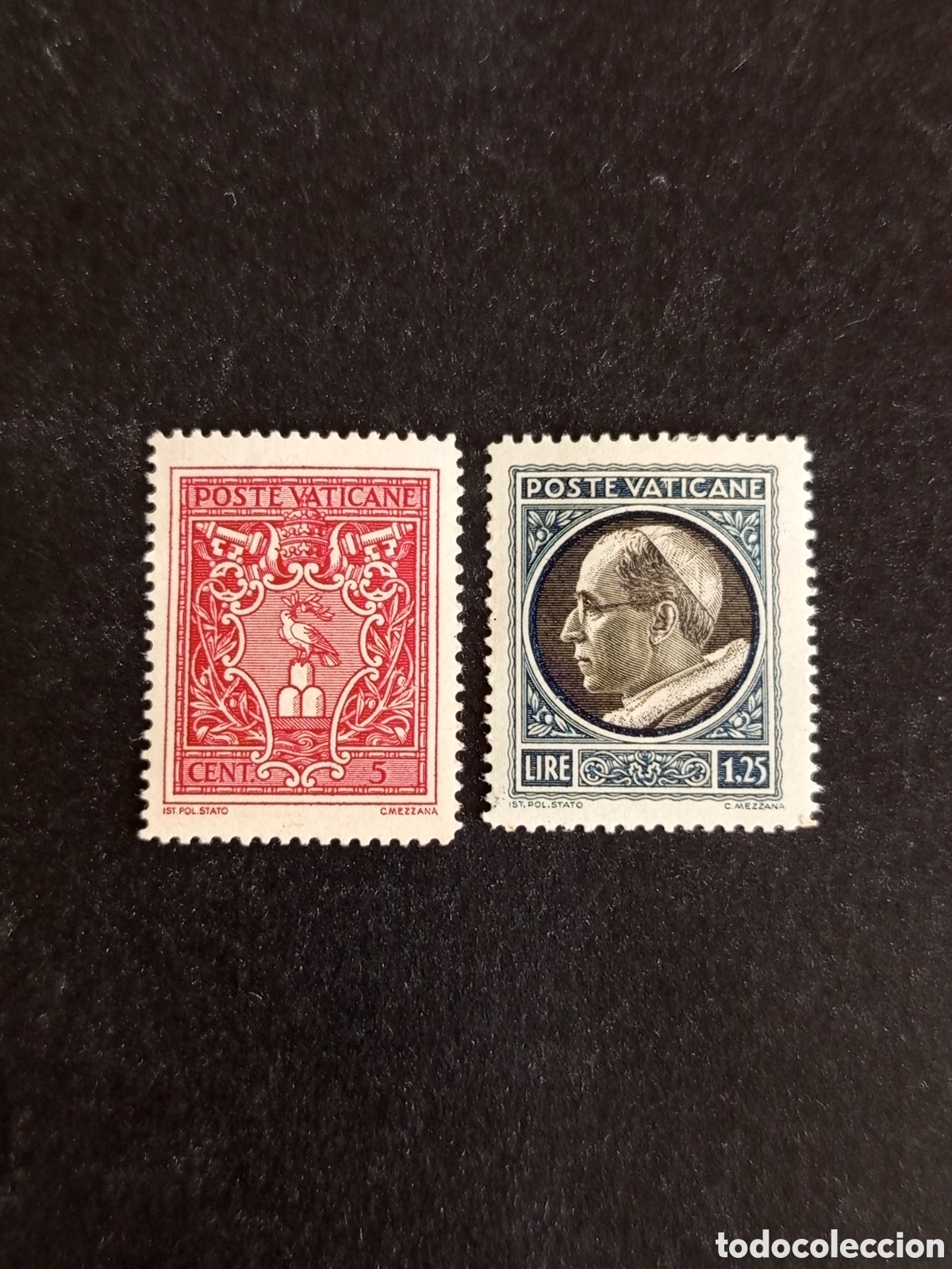 Sellos: Vaticano, 1940. Escudo S.S.Pio XII y P&iacute;o XII. Yvert 90 y 92. Nuevos. Pedido m&iacute;nimo 3 &euro;. Ver fotos .