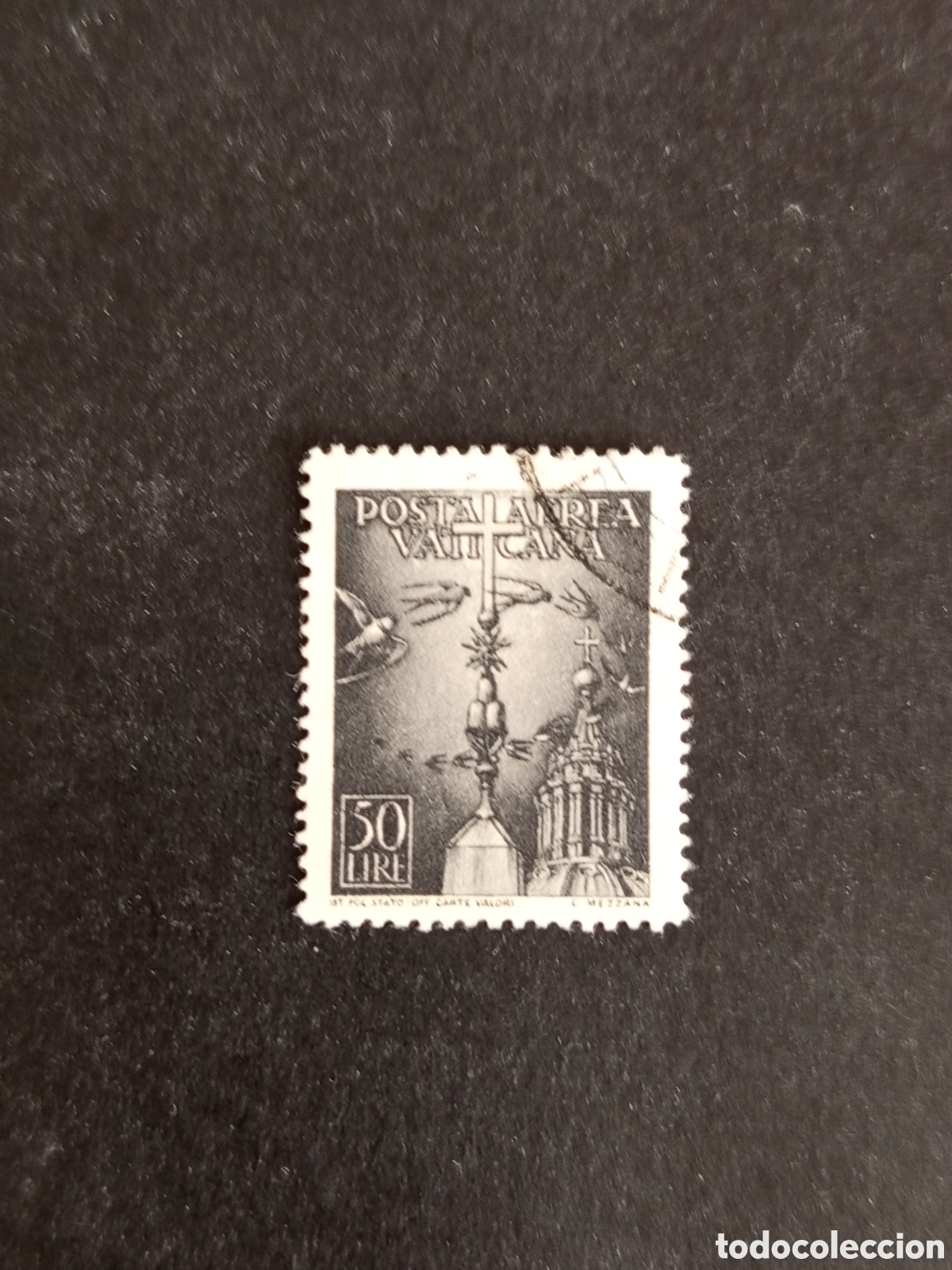 Sellos: Vaticano, 1947. Bas&iacute;lica de San Pedro. Yvert a&eacute;reo 14. Usado. Pedido m&iacute;nimo 3 &euro;. Ver fotos .
