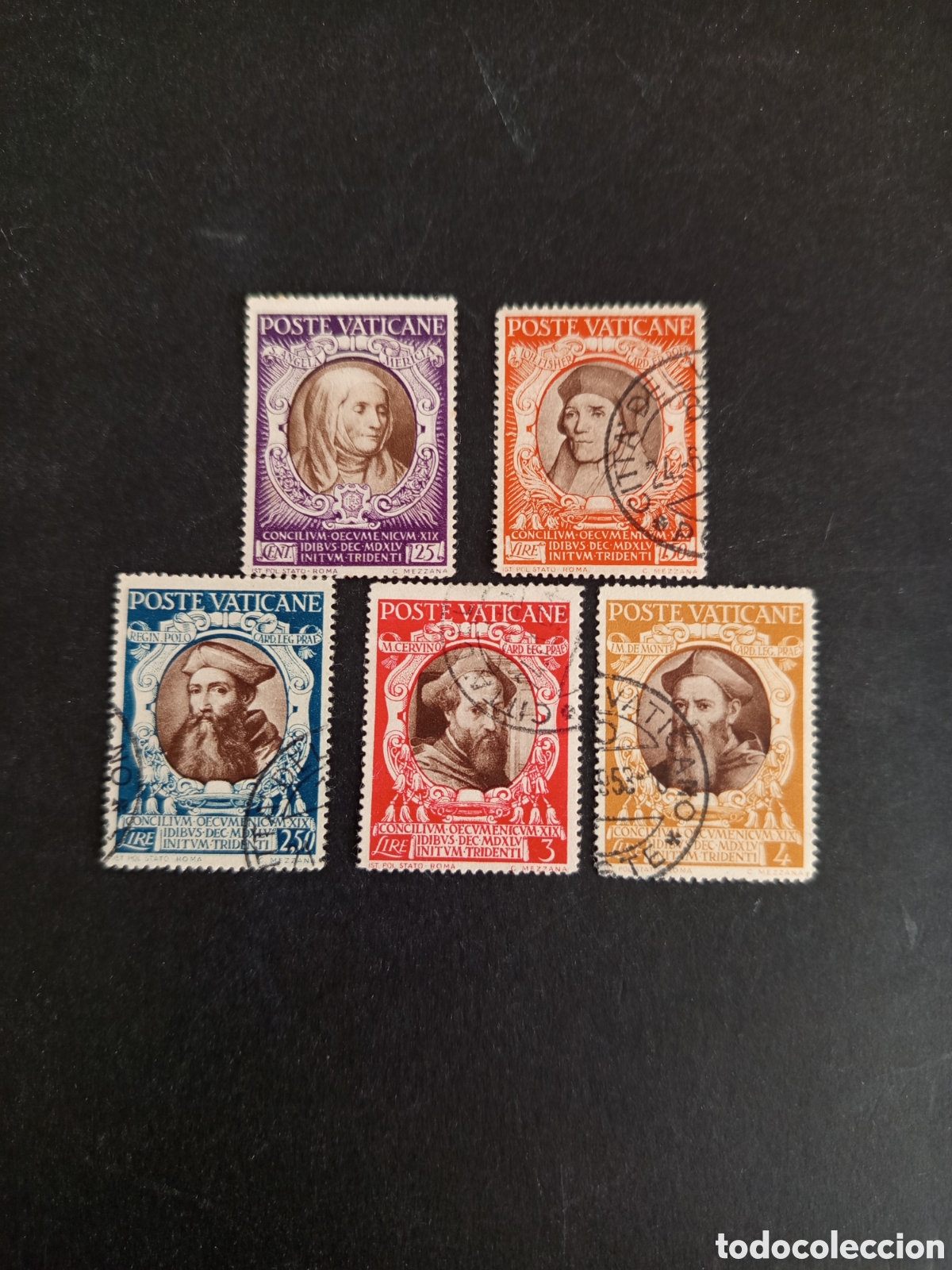 Sellos: Vaticano, 1946. Concilio de Trento. Yvert 129; 133 y 135-137. NO completa. Usados. Pedido m&iacute;nimo 3 &euro;