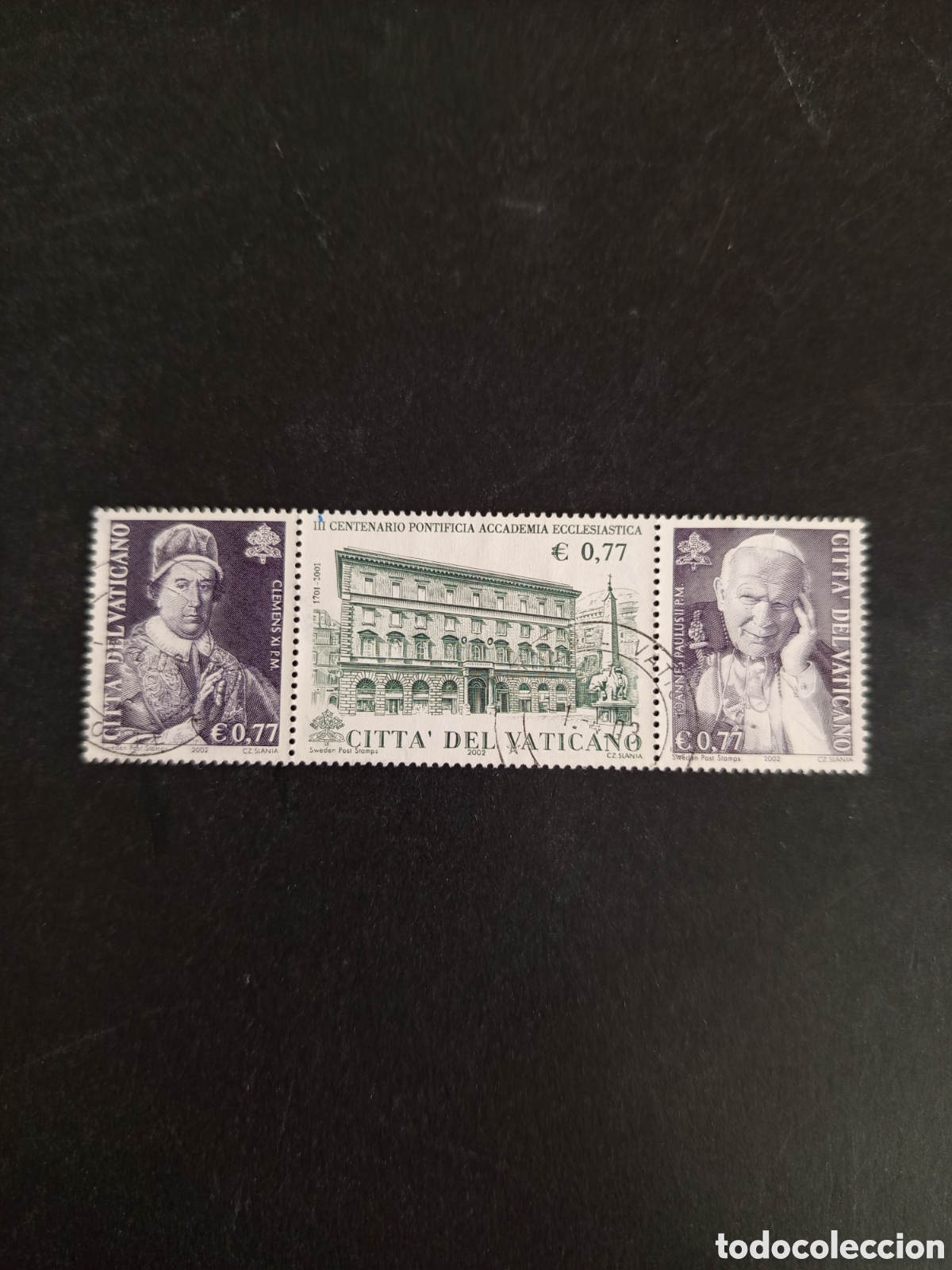 Sellos: Vaticano, 2002. Academia Pontificia. Yvert 1260/2. Serie completa.Usada en tr&iacute;ptico.Pedido m&iacute;nimo 3&euro;