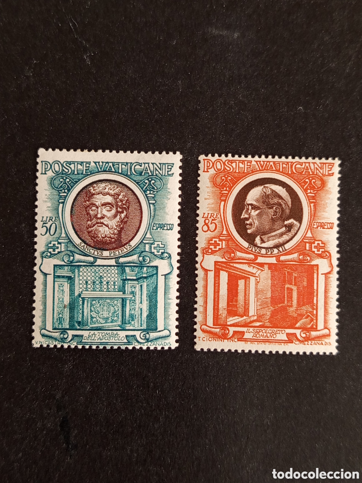 Sellos: Vaticano,1953. Pont&iacute;fices.Yvert urgente 13 y 14. Serie completa Nueva. Pedido m&iacute;nimo 3&euro;. Ver fotos.
