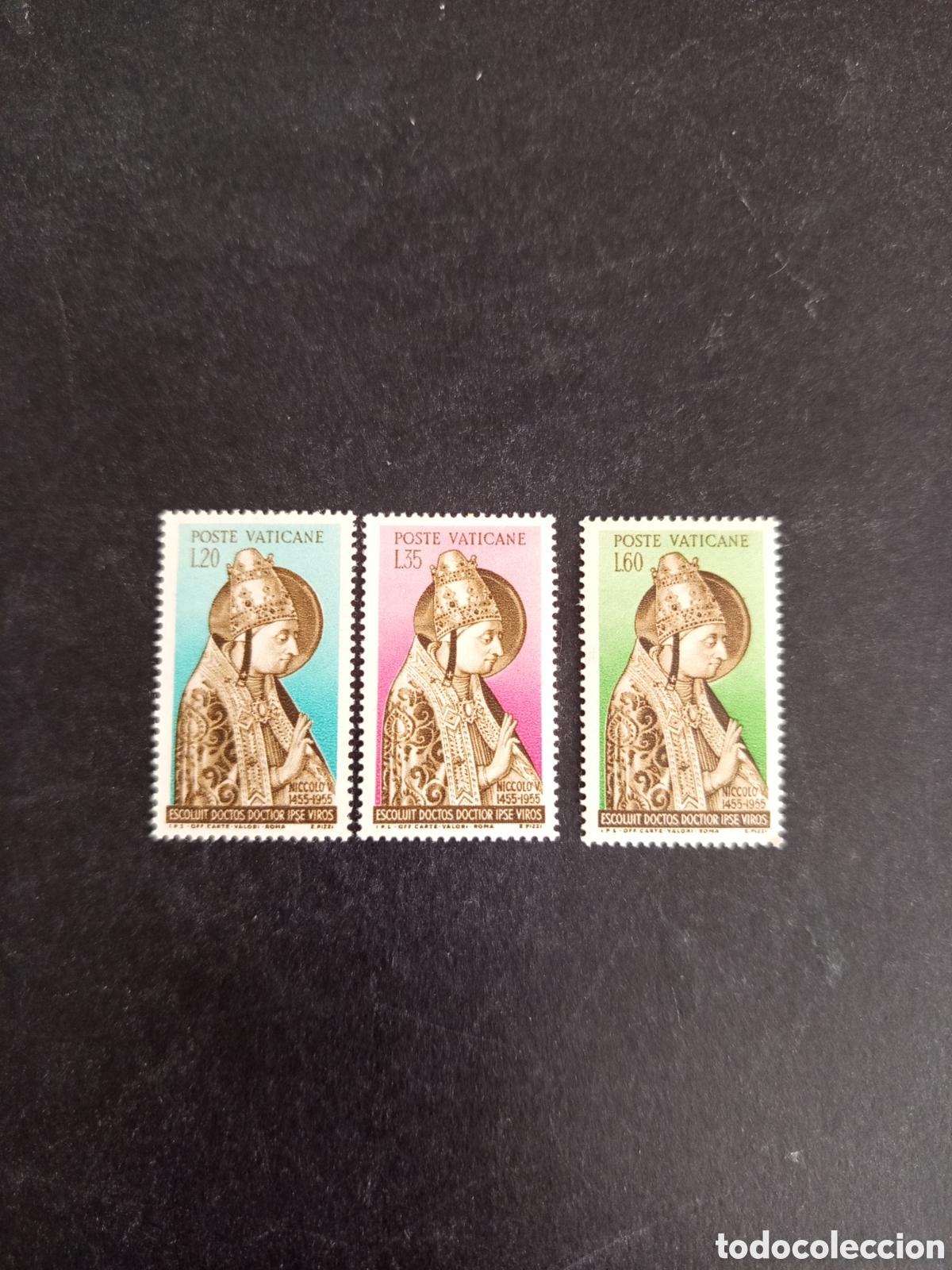 Sellos: Vaticano, 1955. S. S. Nicol&aacute;s V. Yvert 215/7. Nuevos y Serie completa. Pedido m&iacute;nimo 3 &euro;. Ver fotos