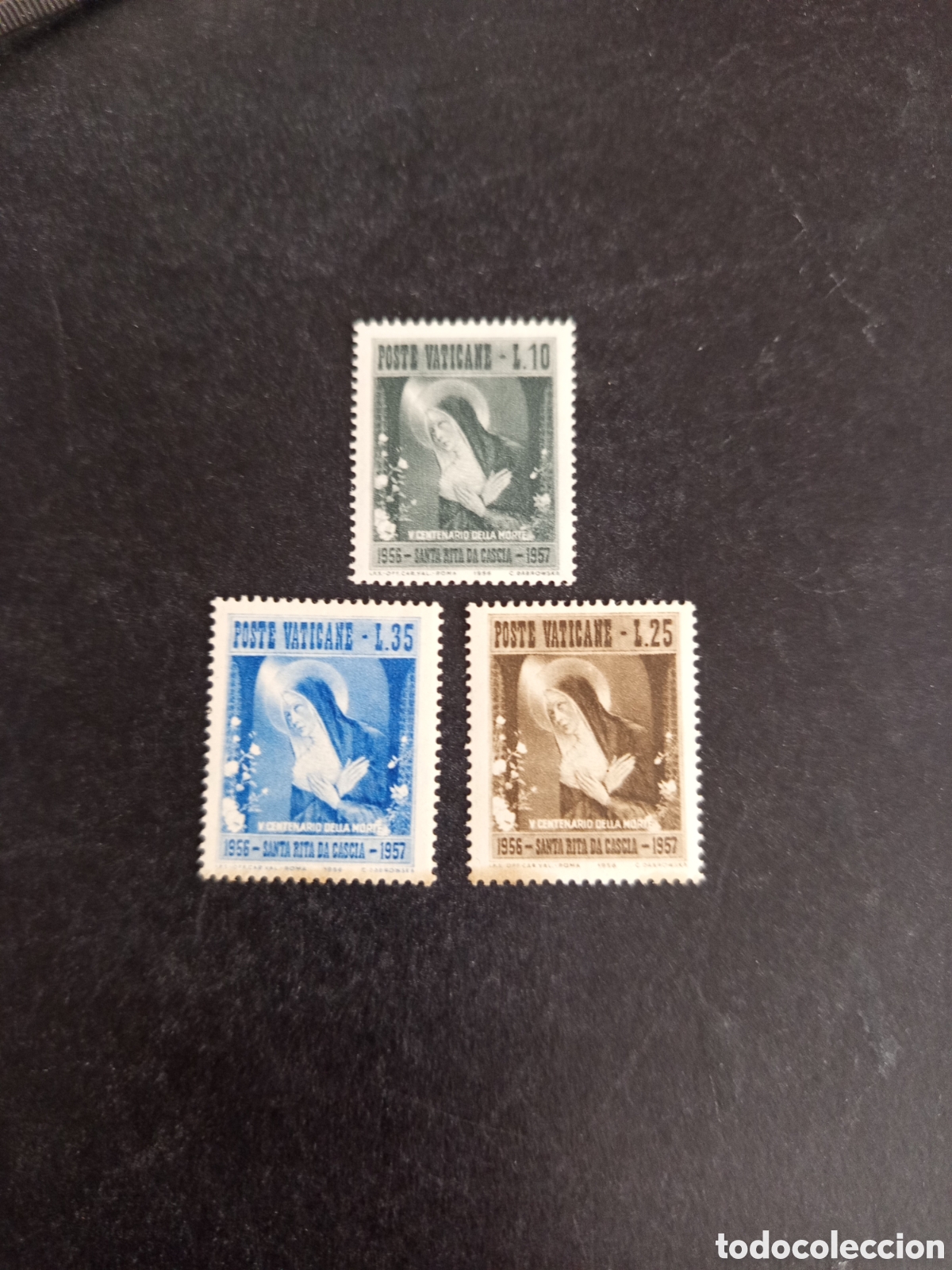 Sellos: Vaticano, 1956. Sta. Rita de Casia. Yvert 227/9. Nuevos y Serie completa. Pedido m&iacute;nimo 3 &euro;.