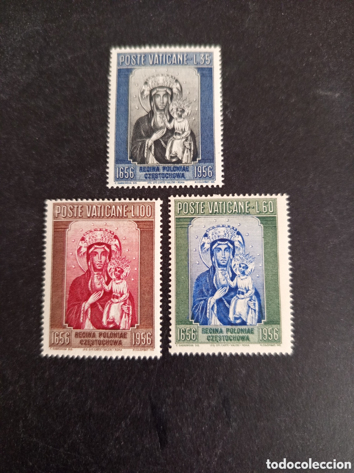 Sellos: Vaticano, 1956. Virgen de Czestochowa. Yvert 234/6. Nuevos y Serie completa,. Pedido m&iacute;nimo 3 &euro;.
