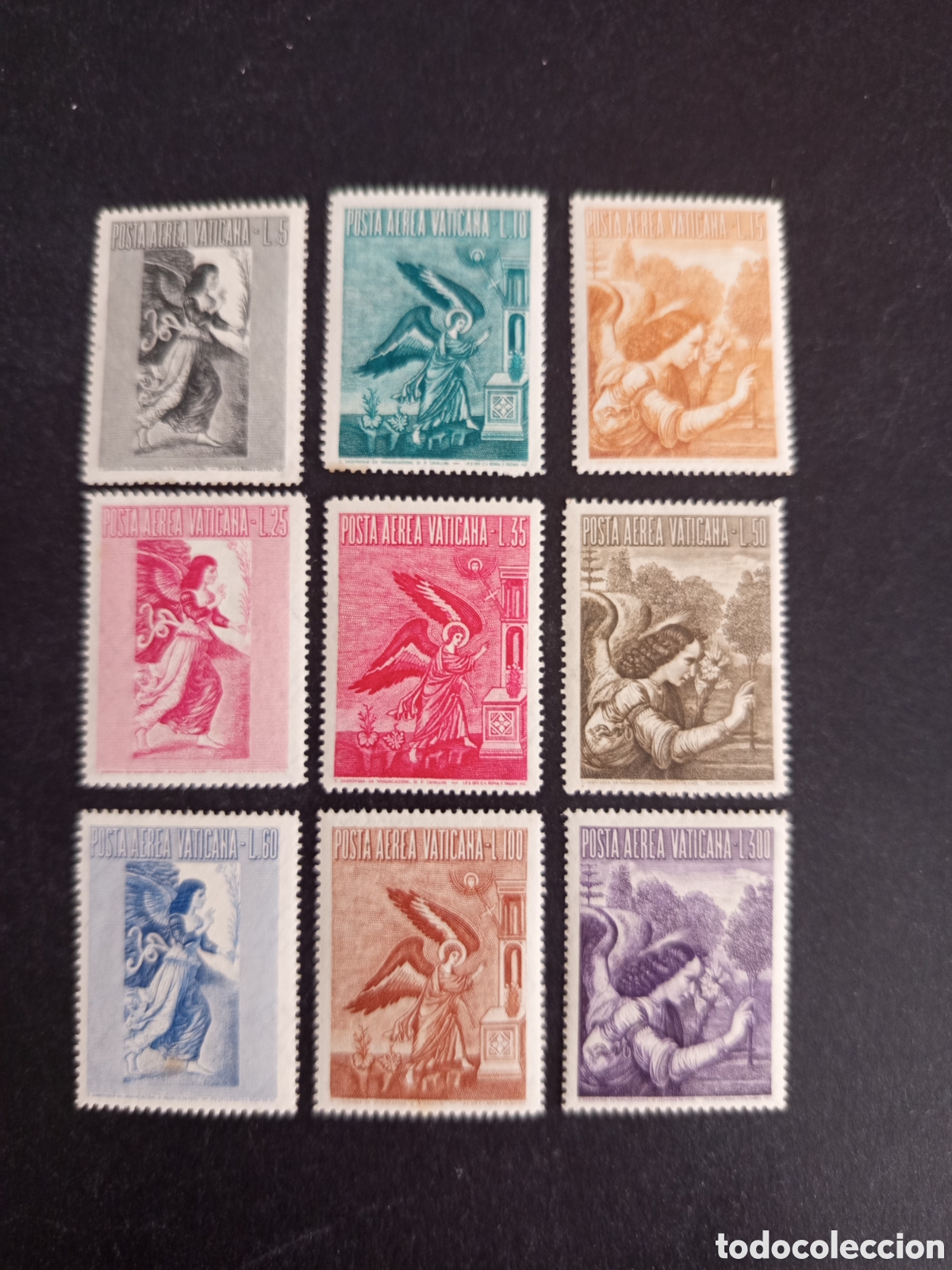 Sellos: Vaticano, 1956. La Anunciaci&oacute;n. Yvert A&eacute;reo 24/32. Nuevos y Serie completa. Pedido m&iacute;nimo 3 &euro;