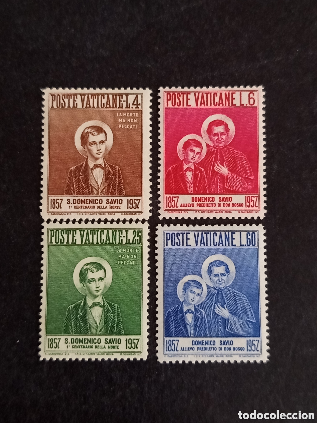 Sellos: Vaticano, 1957. S. Domingo Savio. Yvert 237/240. Nuevos y Serie completa. Pedido m&iacute;nimo 3 &euro;