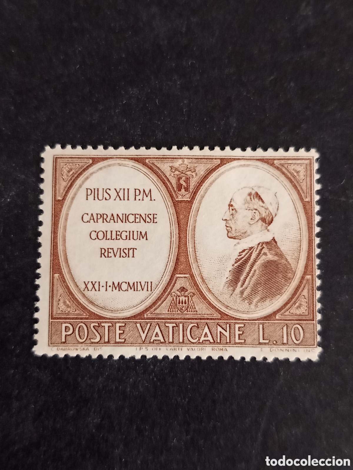 Sellos: Vaticano, 1957. S.S. P&iacute;o XII. Yvert 242. Nuevo. Pedido m&iacute;nimo 3 &euro;. Ver fotos.