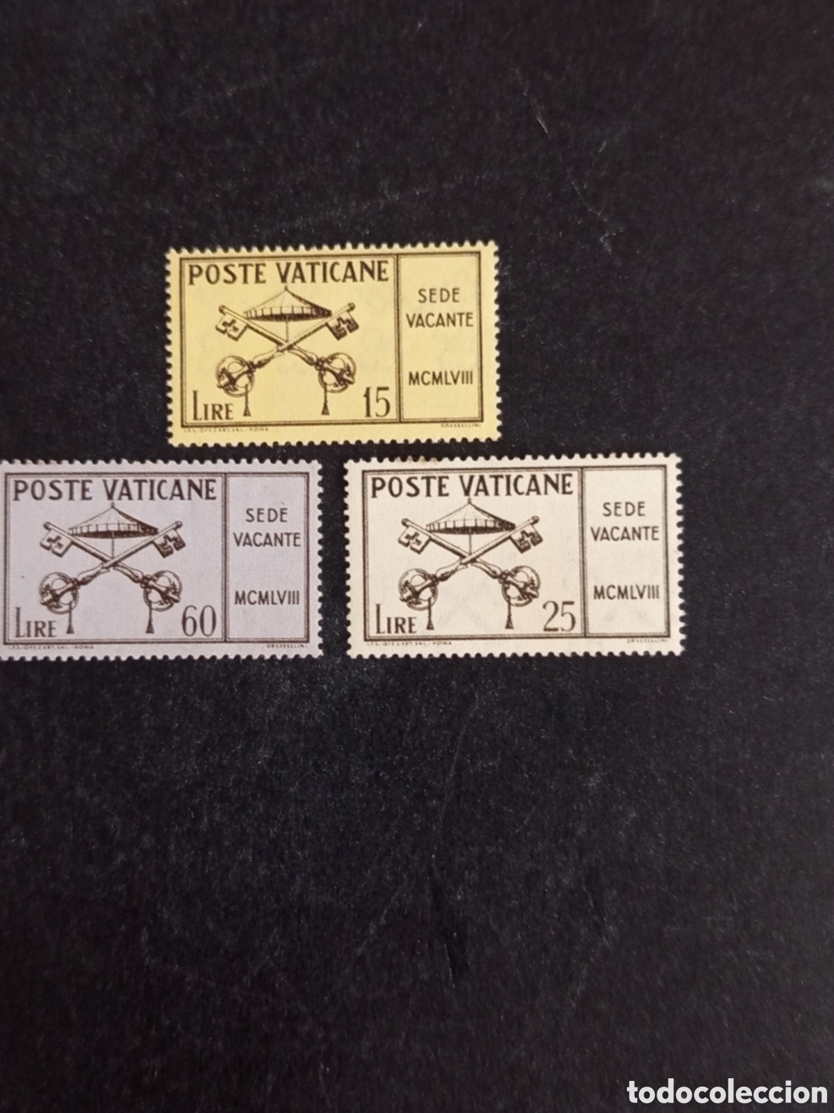 Sellos: Vaticano, 1958. Sede Vacante Yvert 265/7. Nuevos , serie completa. Pedido m&iacute;nimo 3 &euro;. Ver fotos.