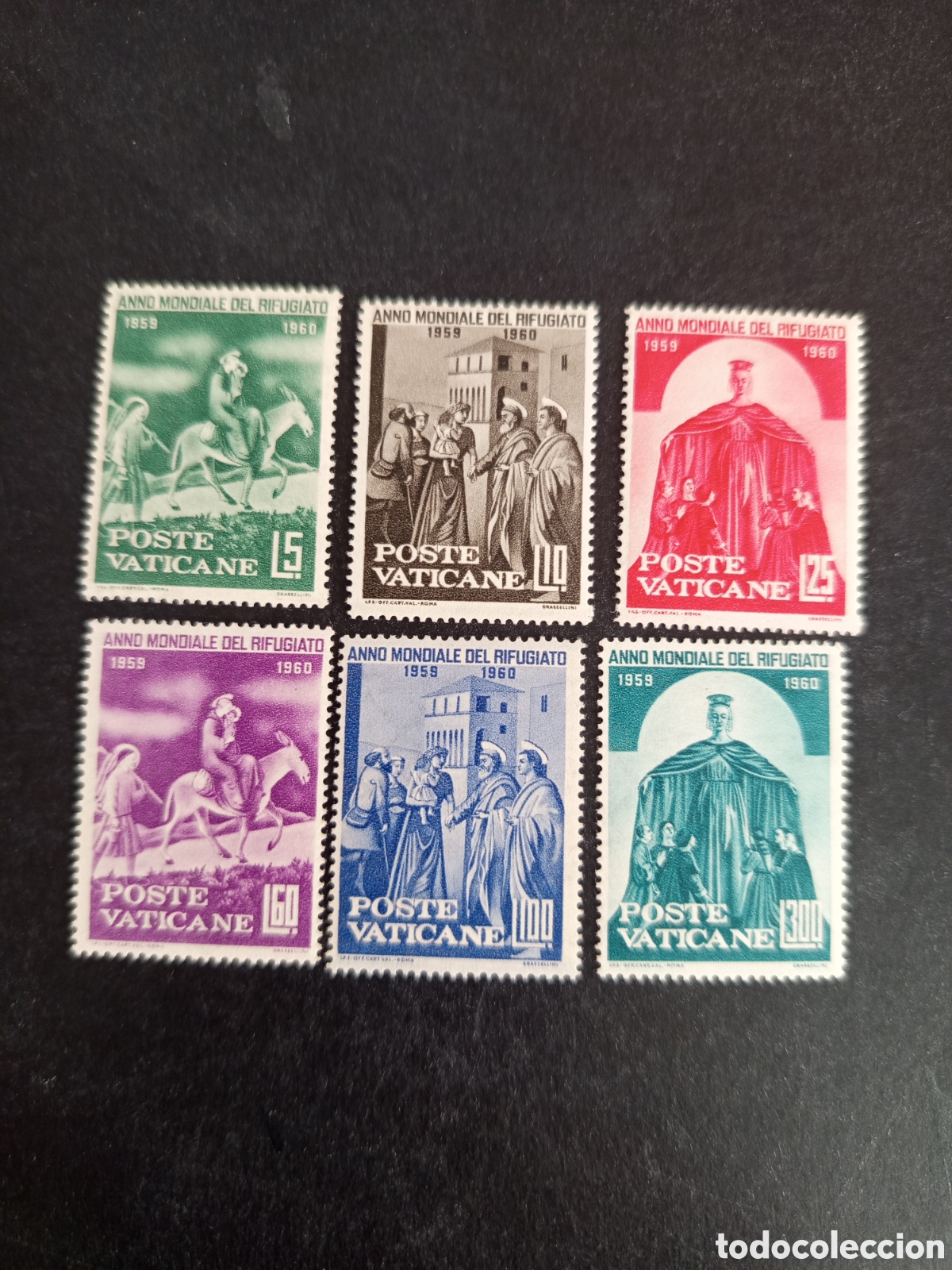 Sellos: Vaticano, 1960. A&ntilde;o Mundial del Refugiado. Yvert 293/8. Serie completa en nuevo. Pedido m&iacute;nimo 3 &euro;.