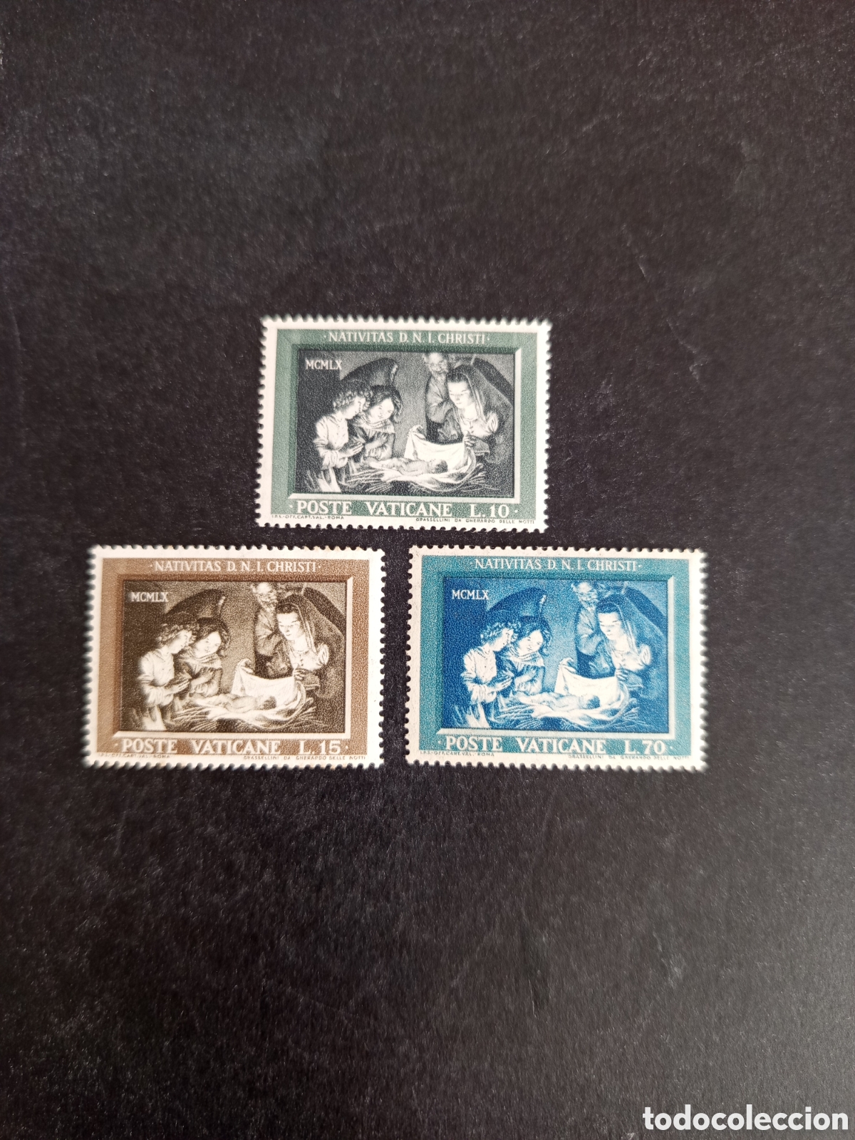 Sellos: Vaticano, 1960. Navidad . La Natividad. Arte. Yvert 310/2. Completa en nuevo. Pedido m&iacute;nimo 3 &euro;.