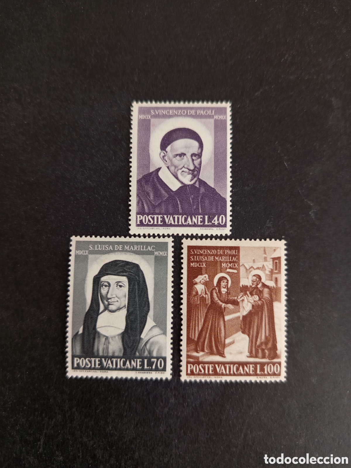 Sellos: Vaticano, 1960. Santos Vicente Paula y Luisa de Marillac Yvert313/5.Completa en Pedido m&iacute;nimo 3&euro;
