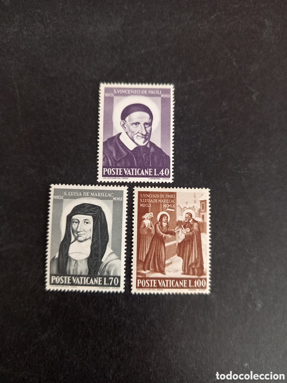 Sellos: Vaticano, 1960. Santos Vicente Paula y Luisa de Marillac.Yv 313/5. Completa en nuevo.Pedido m&iacute;nimo3&euro;