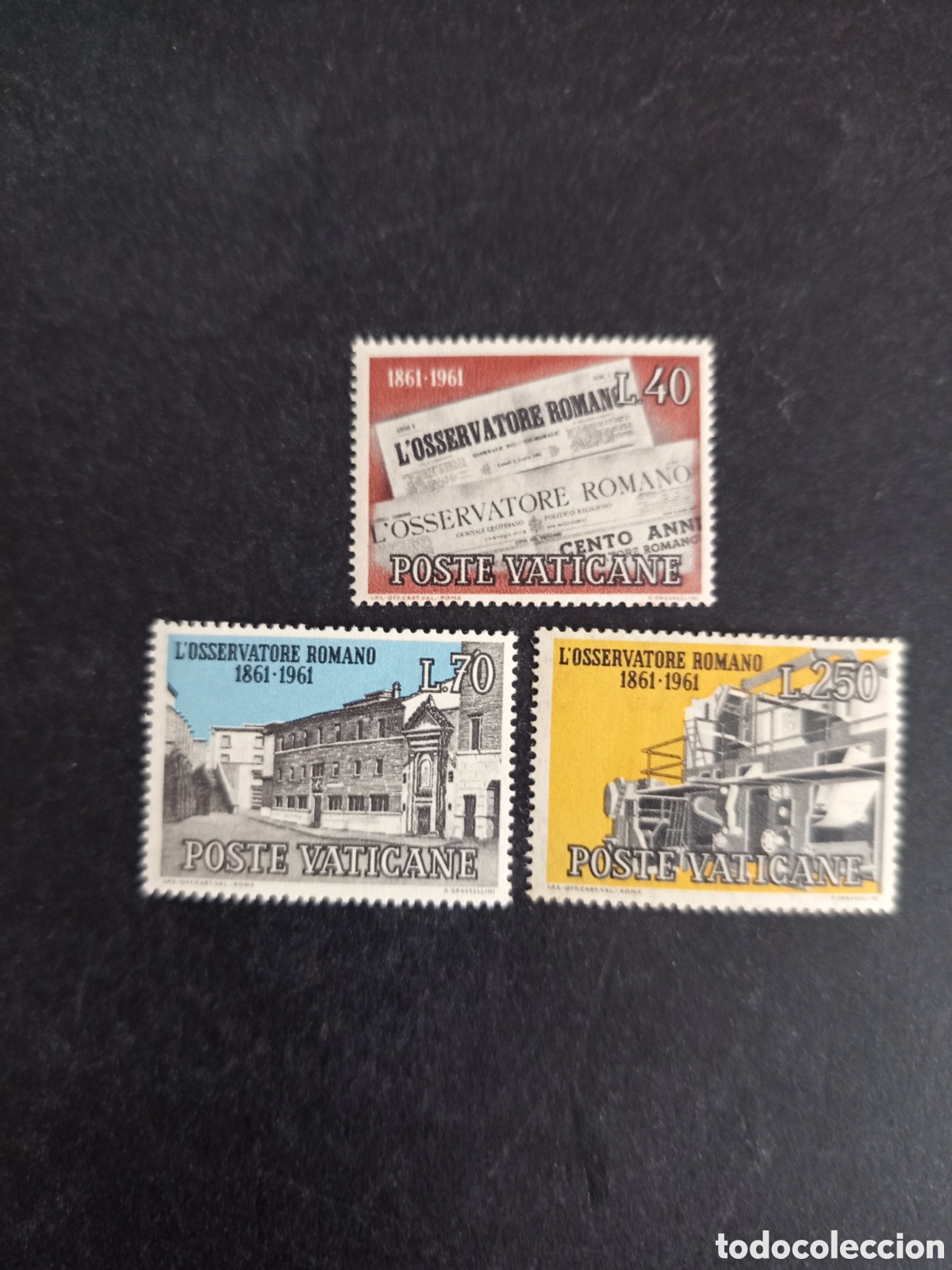 Sellos: Vaticano,1961. L'Osservatore Romano( prensa). Yvert 328/30 Serie Completa en Nuevo. Pedido m&iacute;nimo 3&euro;