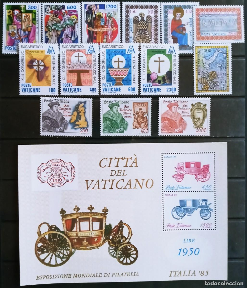 Sellos: VATICANO - IVERT ... 5 SERIES+ HOJA BLOQUE N.&ordm; 8 NUEVOS ** DEL A&Ntilde;O 1985 LOS DE LA FOTO