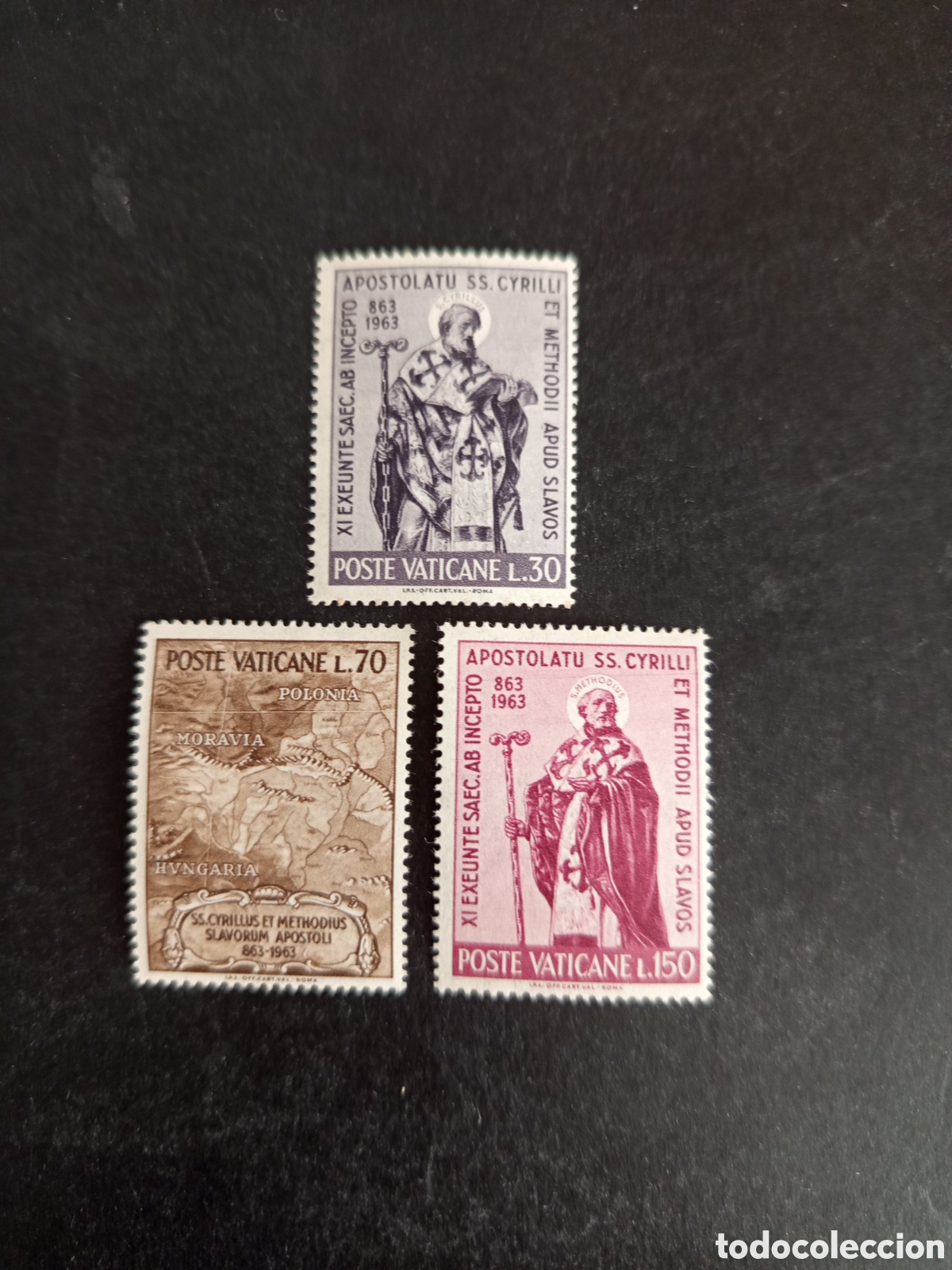 Sellos: Vaticano,1963. Santos Cirilo y Metodio. Serie completa. Yvert 387/9. Pedido m&iacute;nimo 3 &euro;. Ver fotos.