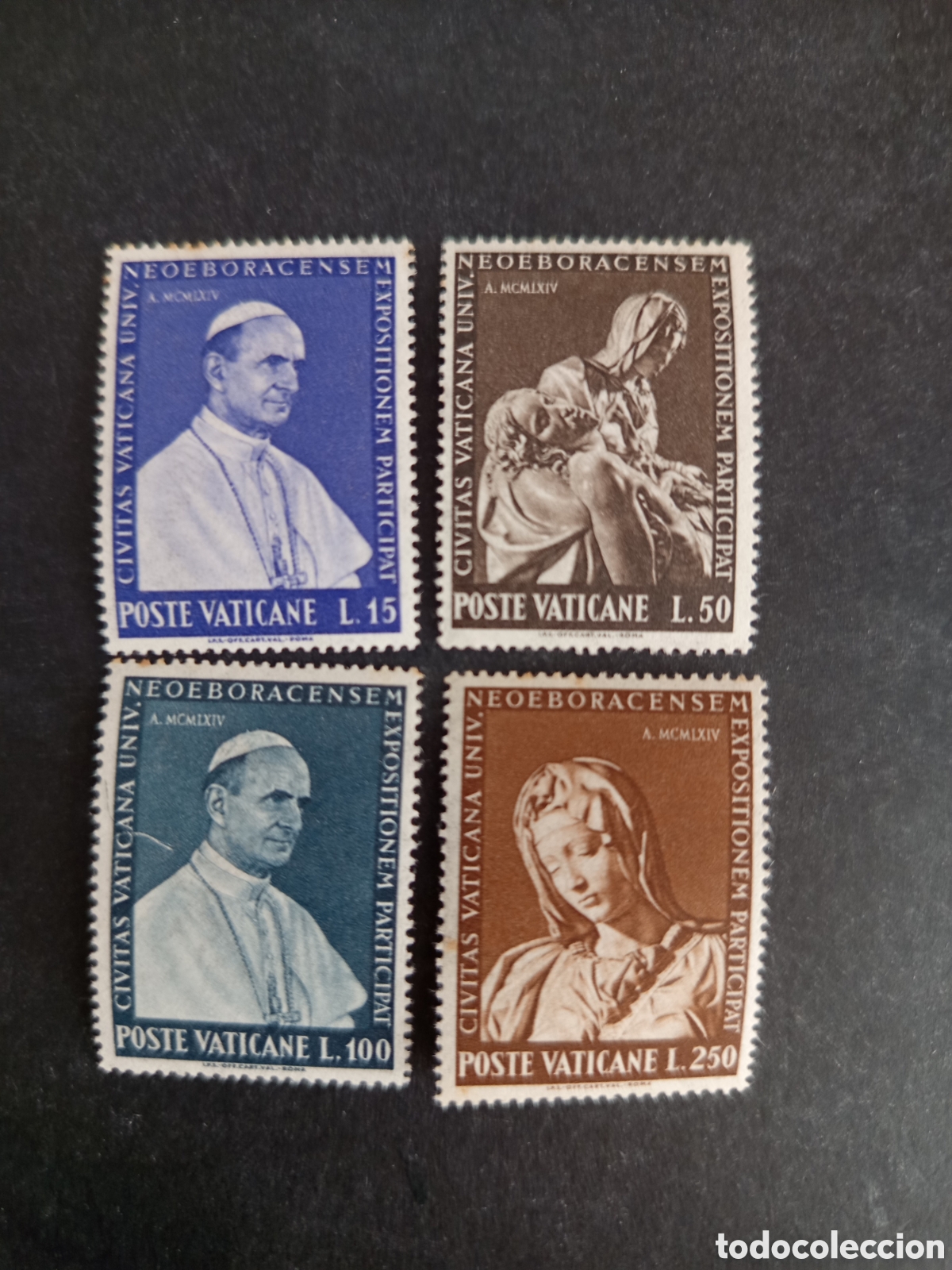 Sellos: Vaticano,1964. Exposici&oacute;n Nueva York.Pablo VI. Serie completa. Yvert 401/4. Pedido m&iacute;nimo 3 &euro;.
