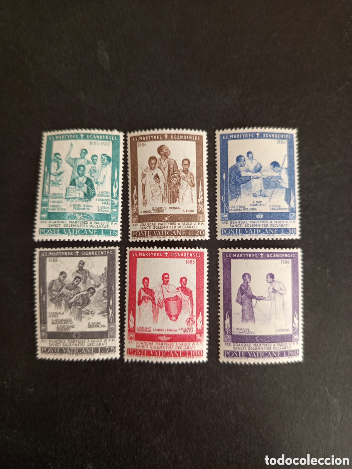 Sellos: Vaticano,1964. Santos m&aacute;rtires de Uganda. Serie completa. Yvert 422/7. Pedido m&iacute;nimo 3 &euro;. Ver fotos.