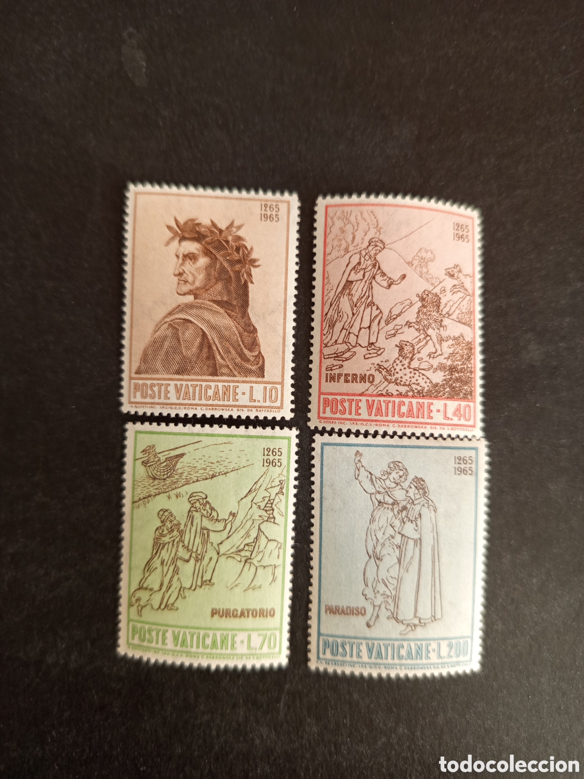 Sellos: Vaticano,1964. Dante Alighieri. Serie completa. Yvert 428/31. Pedido m&iacute;nimo 3 &euro;. Ver fotos.