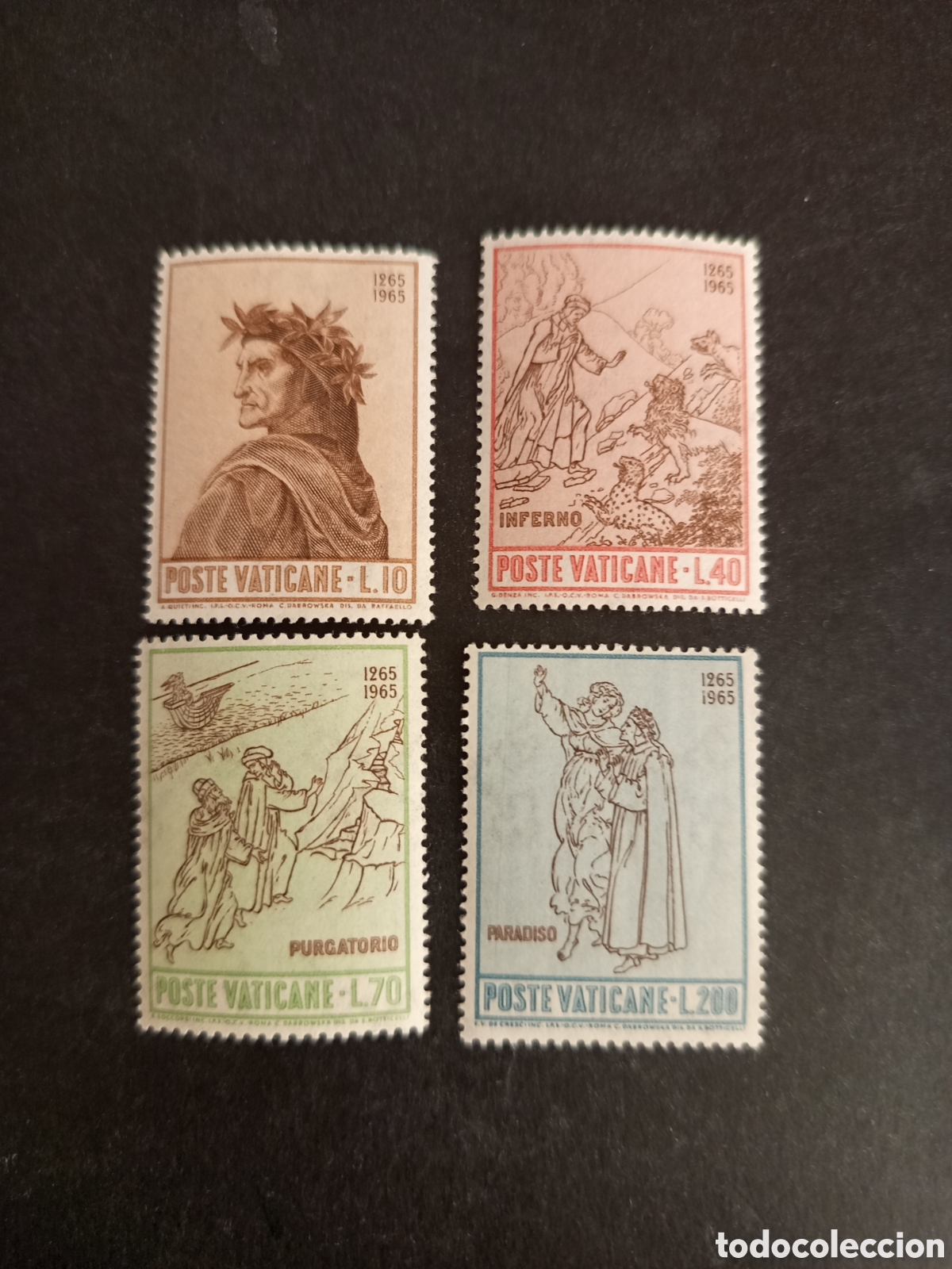 Sellos: Vaticano,1964. Dante Alighieri. Serie completa. Yvert 428/31. Pedido m&iacute;nimo 3 &euro;. Ver fotos.