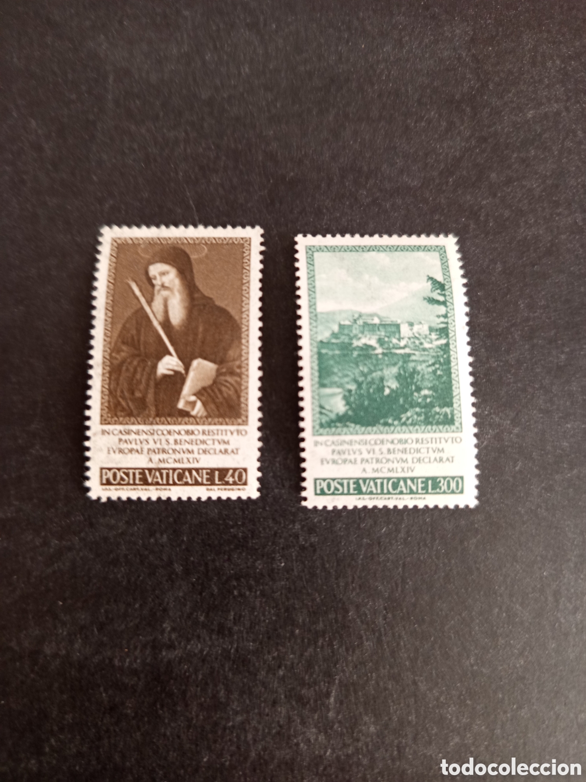 Sellos: Vaticano,1965. San Benito . Patr&oacute;n de Europa. Serie completa. Yvert 432/3. Pedido m&iacute;nimo 3 &euro;.
