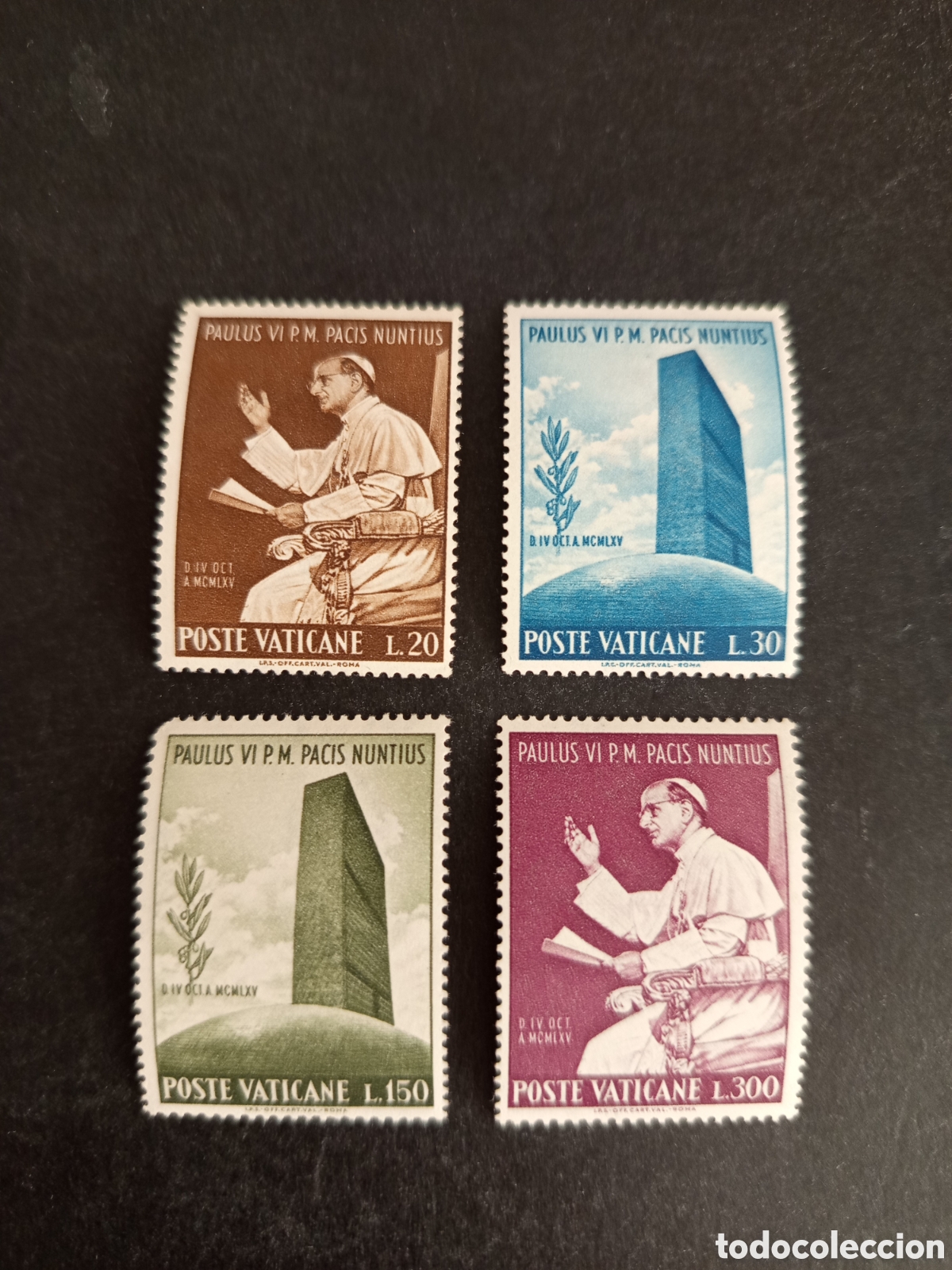 Sellos: Vaticano,1965. S.S. Pablo VI en la ONU.Serie completa. Yvert 434/7. Pedido m&iacute;nimo 3 &euro;. Ver fotos.