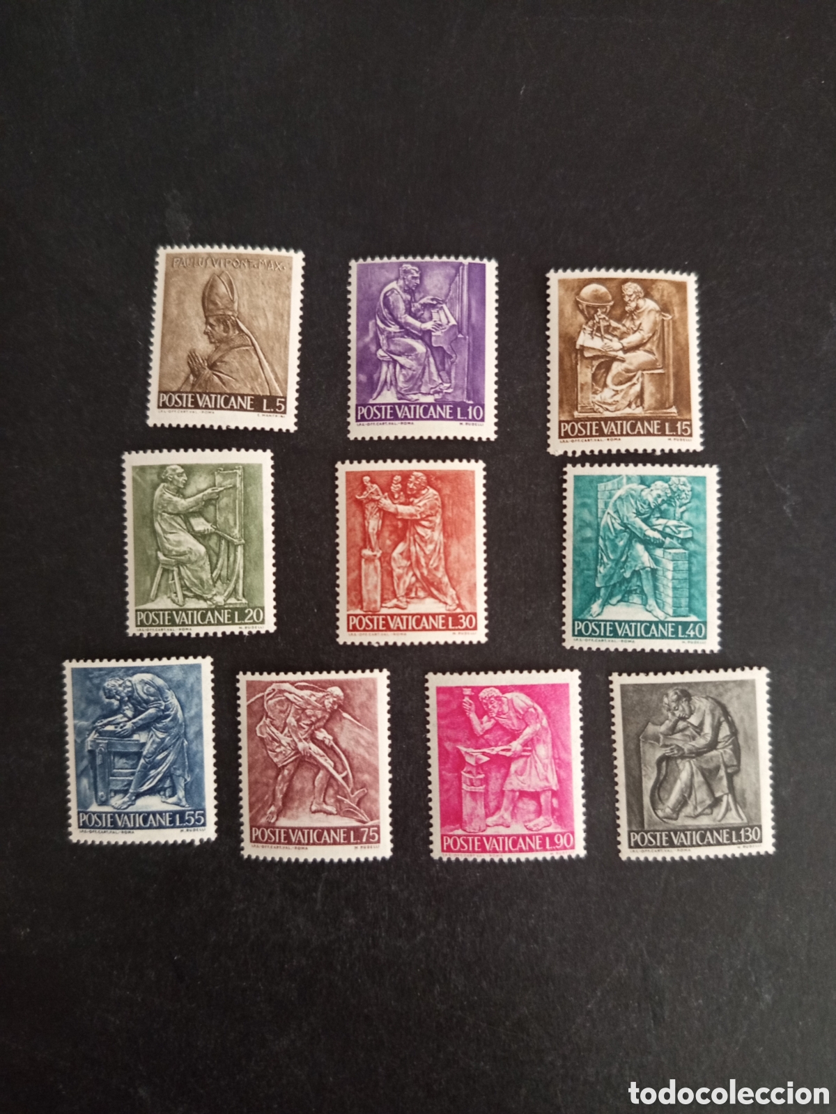 Sellos: Vaticano, 1966. Artes y Oficios. Serie completa. Yvert 441/450. Pedido m&iacute;nimo 3 &euro;. Ver fotos .