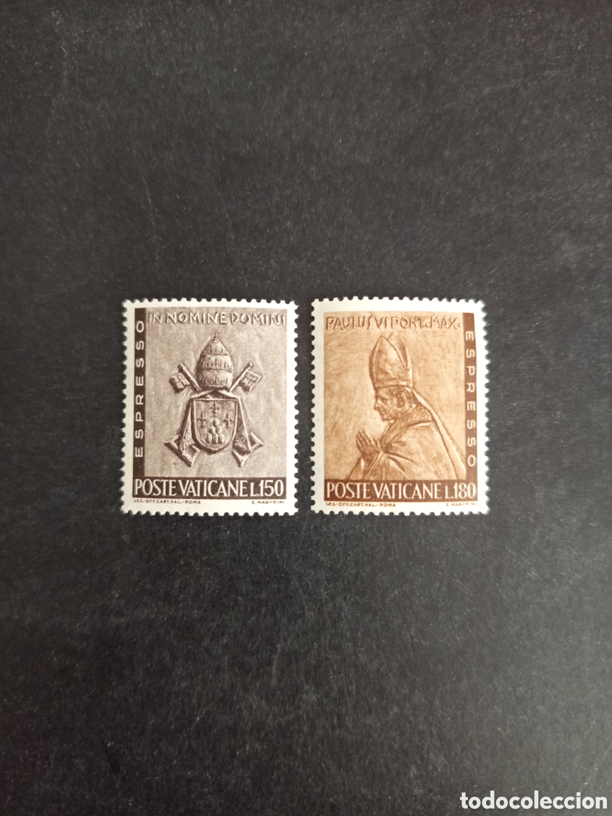 Sellos: Vaticano, 1966. S.S. San Pablo VI y su escudo. Serie completa. Yvert urgente 17/18. Pedido m&iacute;nimo 3&euro;